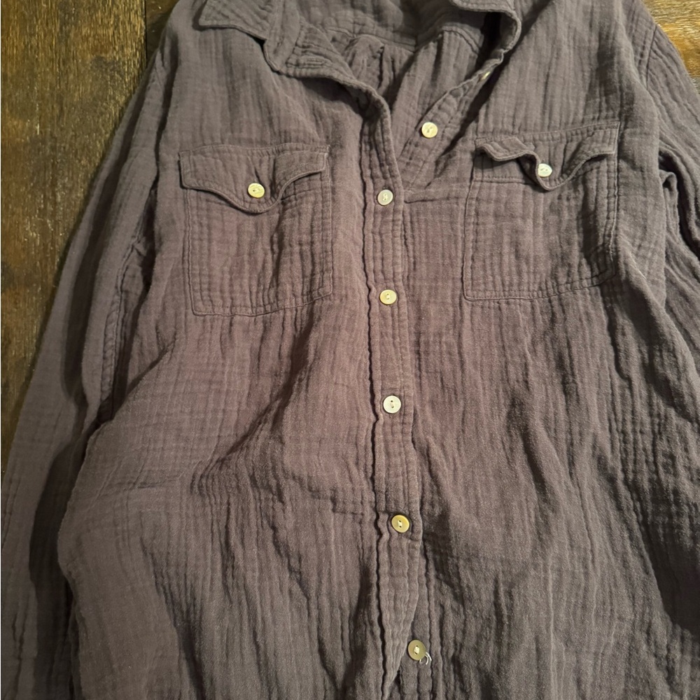 Faherty gauze button down shirt size large gray - Picture 2 of 3